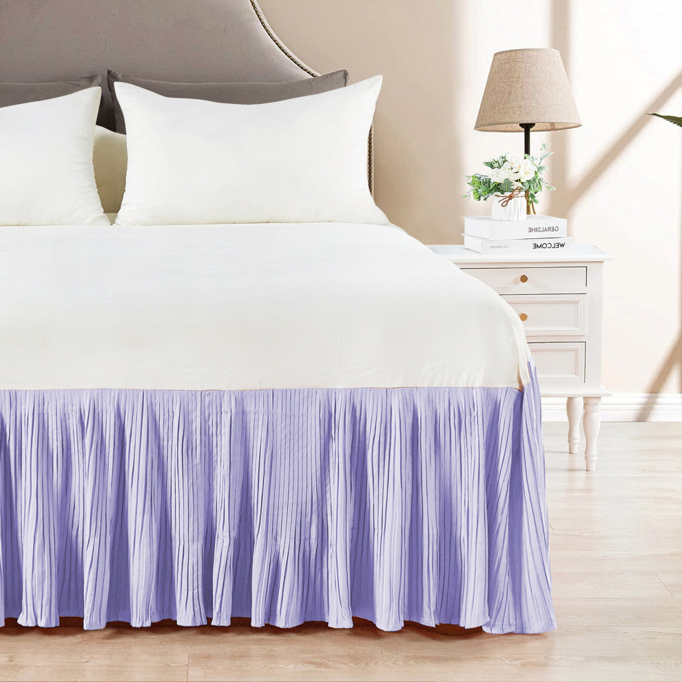 18" Pleated Bed Skirt, Lavender Fog, King