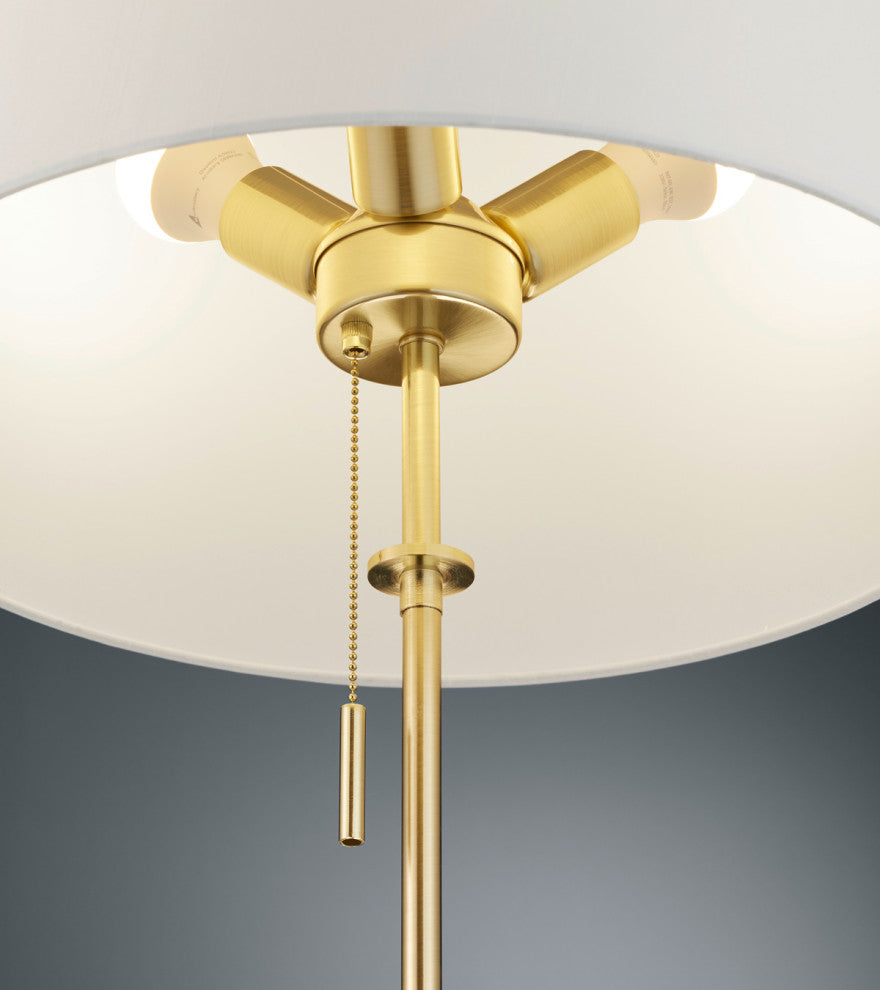 X3 Floor Lamp, Satin Brass, White Shade