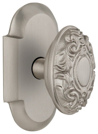Single Cottage Plate With Victorian Knob, Satin Nickel