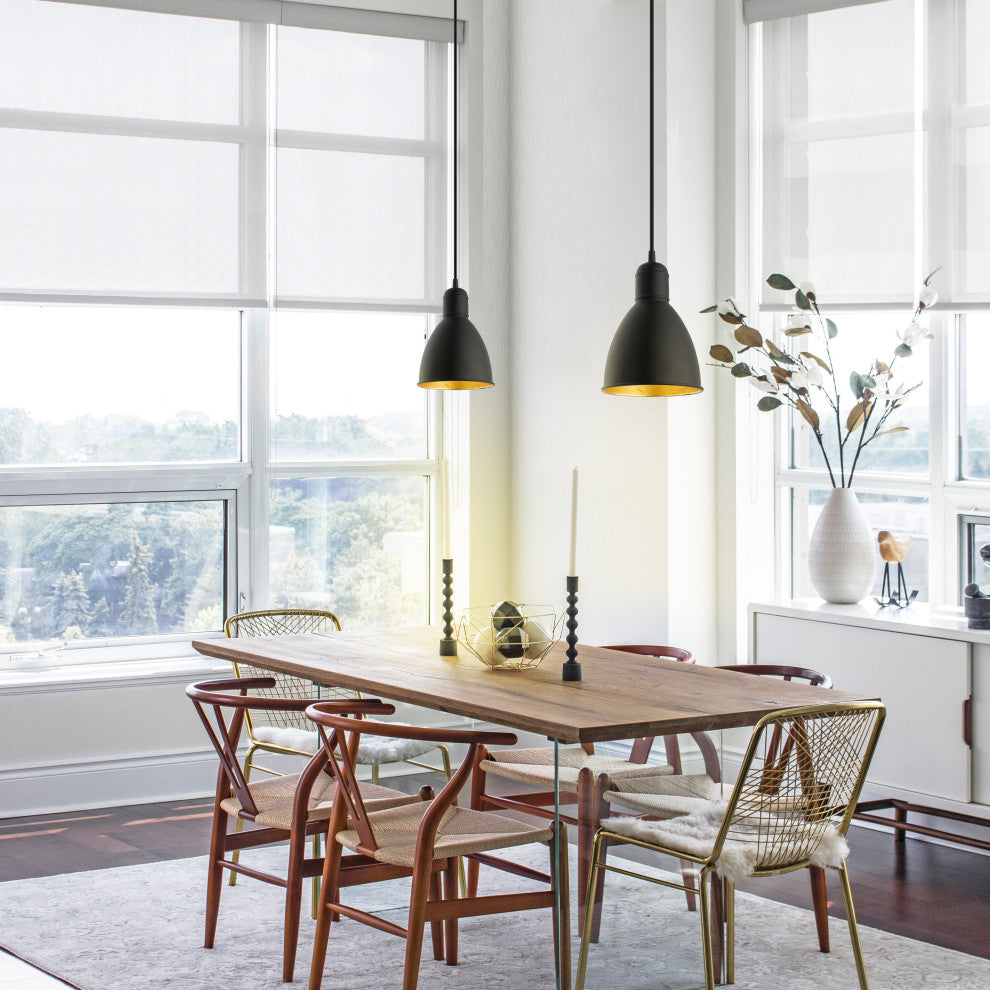 Priddy 2 1-Light Mini Pendant - Black Exterior and Gold Interior Shade
