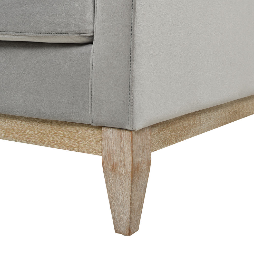 Knox 36" Modern Farmhouse Arm Chair, Opal Gray Velvet