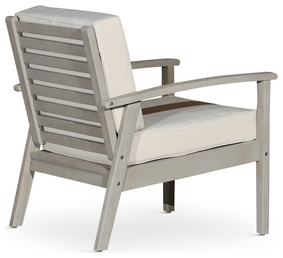 DTY Outdoor Living Longs Peak Eucalyptus Chair W/ Cushions, Driftwood Gray, Burg