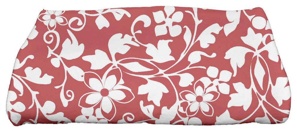 Evelyn, Floral Print Bath Towel, Red