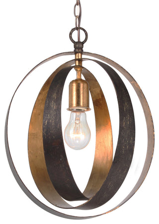 Luna 1-Light Bronze and Gold Sphere Chandelier