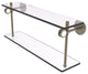 Clearview 22" Two Tiered Glass Shelf with Dotted Accents, Antique Brass