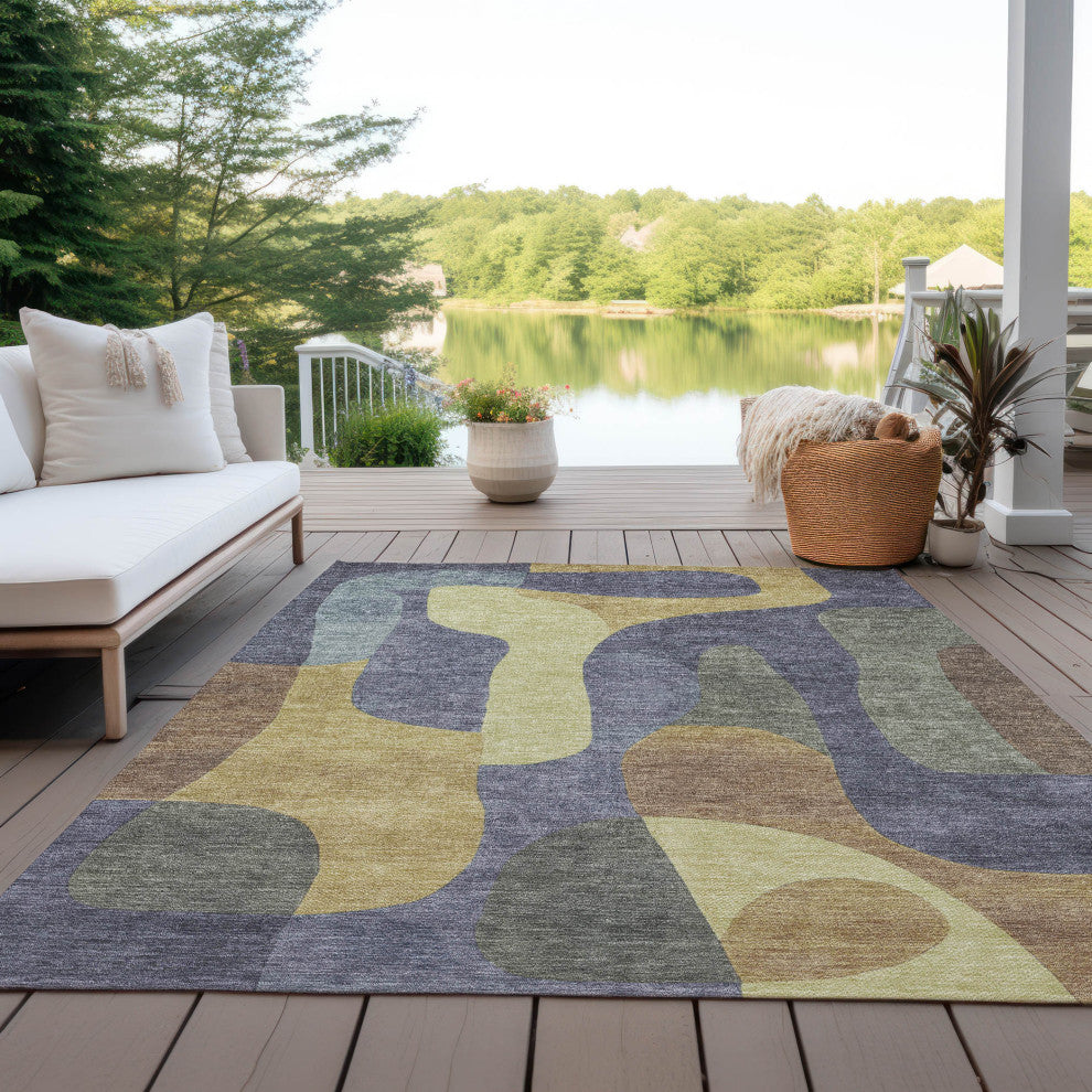 Machine Washable Indoor/Outdoor Chantille ACN1867 Purple 9' x 12' Rug