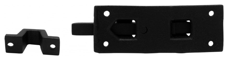 Renovators Supply Door Lock Latch 4" Wrought Iron Black Offset Slide Bolt Latch