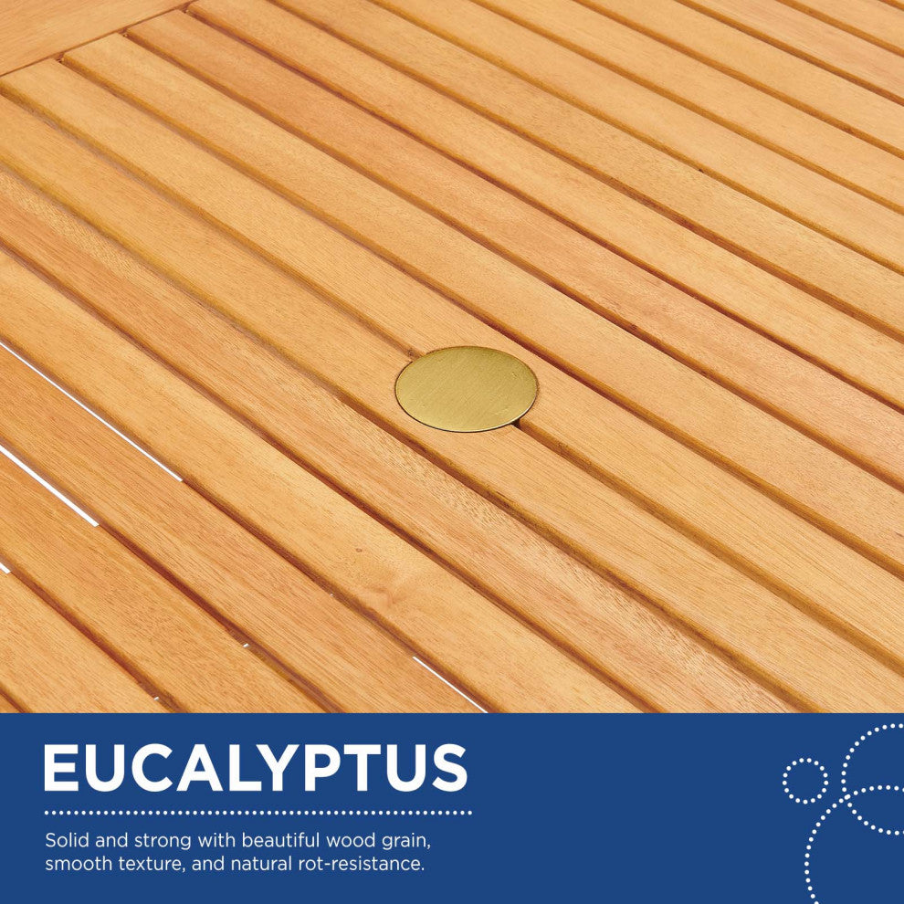 Lounge Dining Table, Rectangular, Wood, Brown Natural, Modern, Outdoor Patio