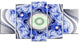 Blue on White Pattern with Circles, Abstract Canvas Wall Art, 60"x32", 5 Panels