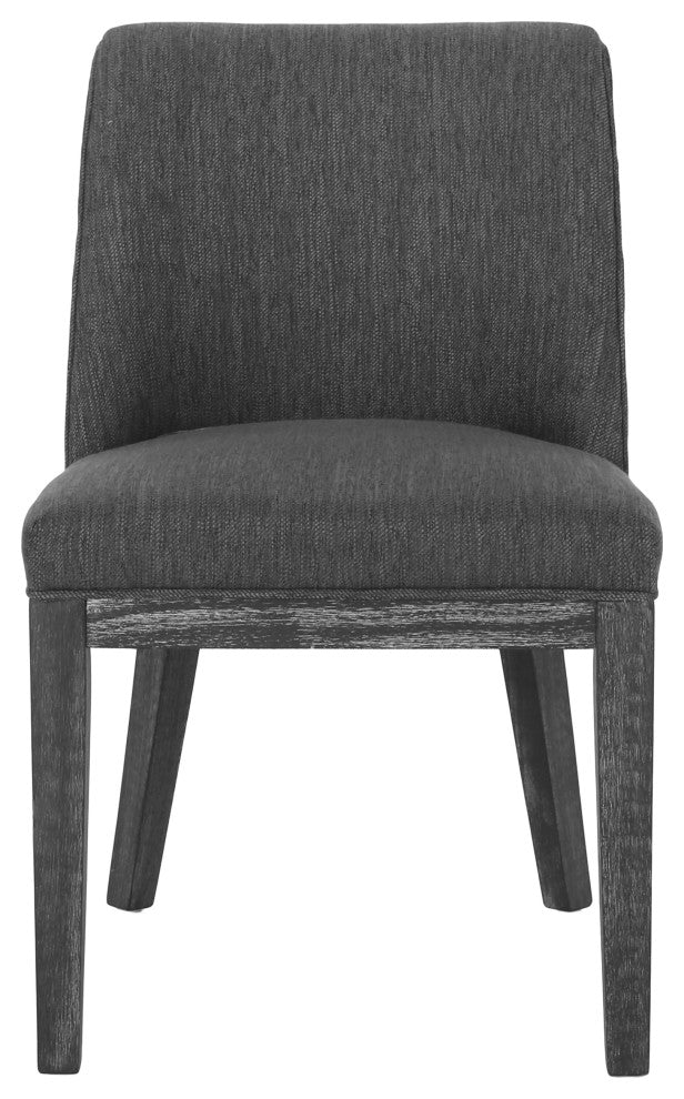 Boise Contemporary Fabric Upholstered Wood Dining Chairs, Set of 2, Charcoal/Weathered Gray