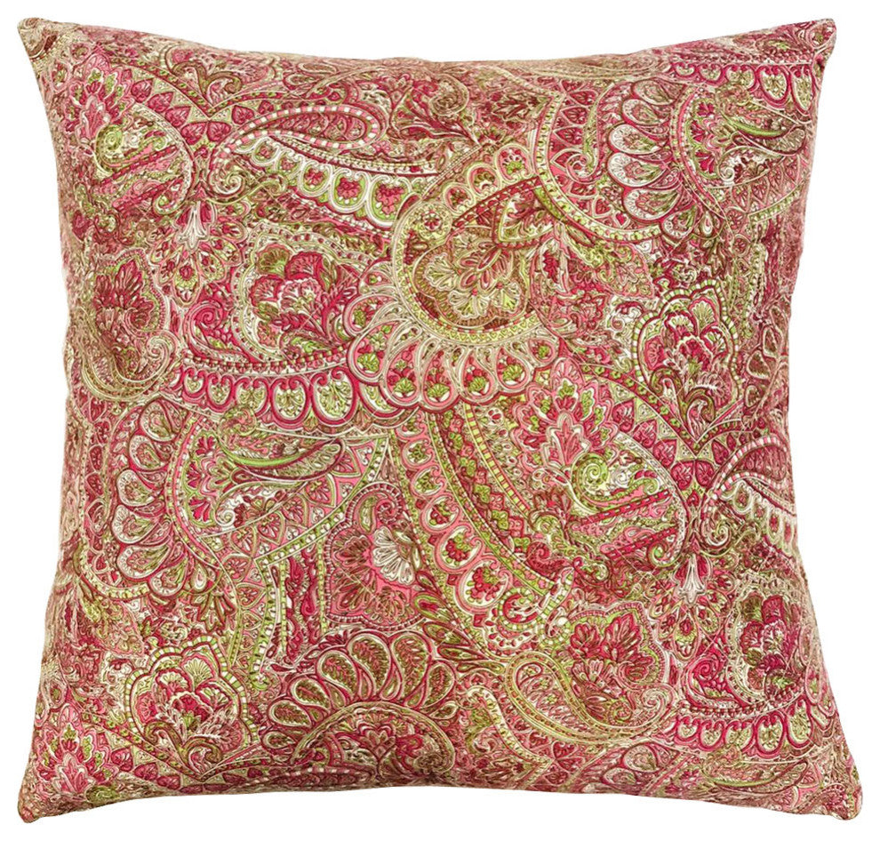 Paisley Suede 4 Piece Pillow Shell Set, Pink Lime, 20"x20"