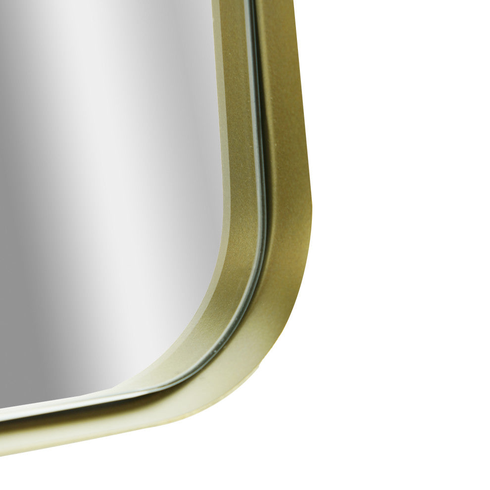 Partial Thin Gold Raised Lip Metal Framed Oblong Cone Shaped Accent Mirror