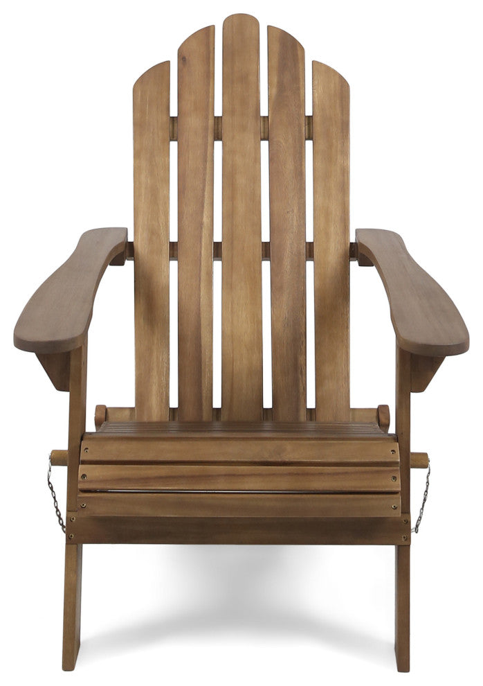 Cara Outdoor Foldable Adirondack Chairs, Set of 2, Dark Brown