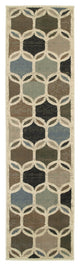 Ivory Gray Woven Geometric Circles Indoor Runner Rug