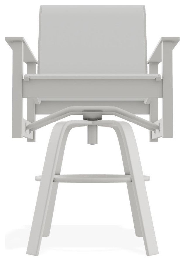 Leeward Sling Bar Height Outdoor Swivel Armchair, White/Snow