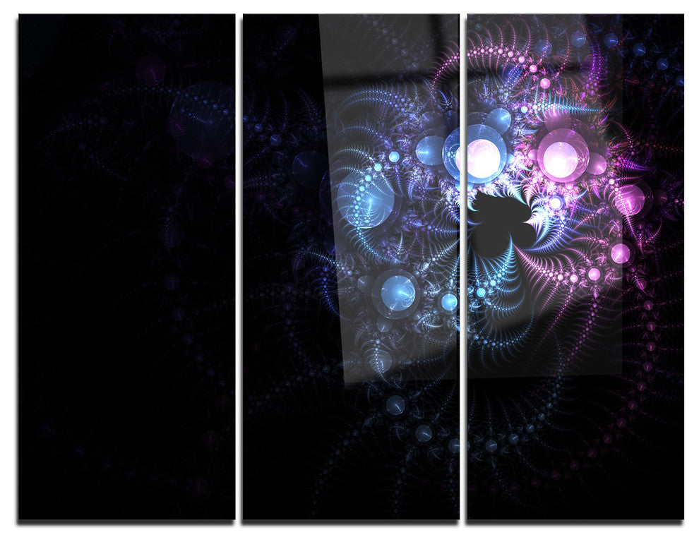 "Colorful Thorny Pattern in Dark" Digital Metal Wall Art, 3 Panels, 36"x28"