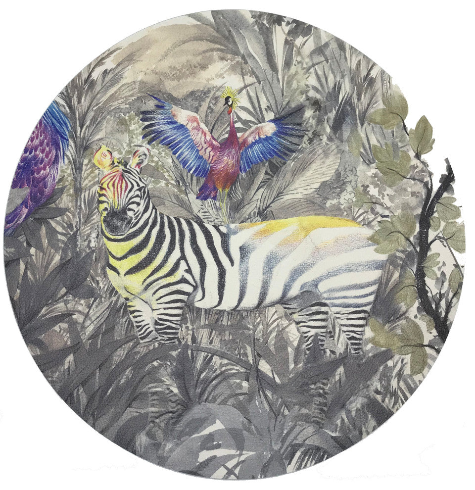Arcadia Zebra 16" Round Pebble Placemat, Set of 4