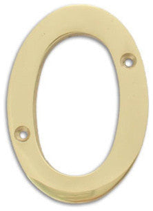 4" Brass Numeral, 0, Polished Brass