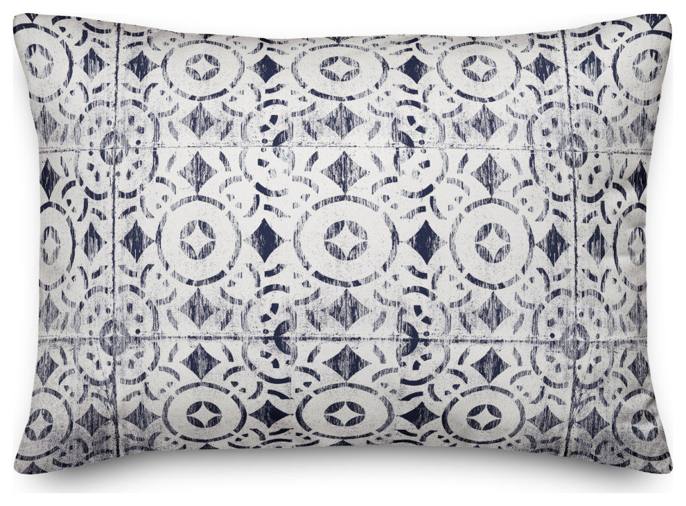 Navy New World Pattern 14x20 Spun Poly Pillow