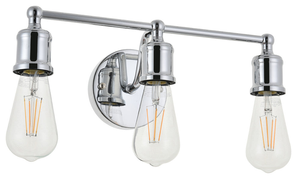 Chrome Finish 3-Light Wall Sconce