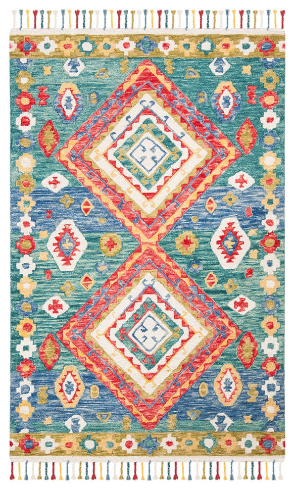 Safavieh Aspen Apn119Y  Rug, Green/Red, 7'0"x7'0" Round