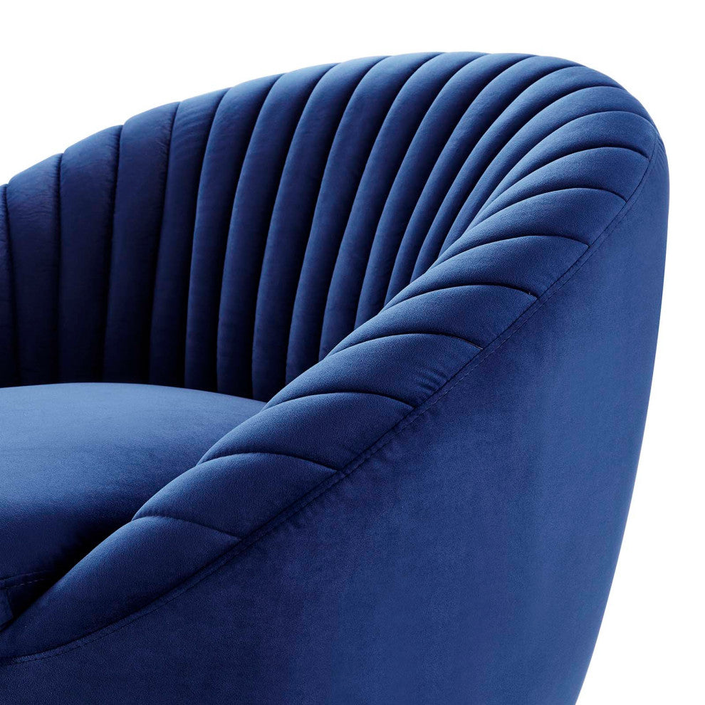 ArmTufted Chair Swivel Accent Tufted Chair, Black Blue Navy, Velvet, Modern