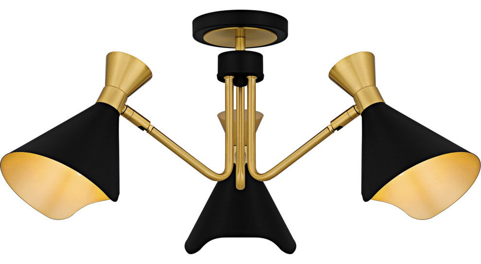 Arden Three Light Semi-Flush Mount in Matte Black
