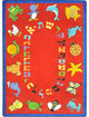 Kid Essentials Rug, ABC Animals, Hebrew Alphabet, 5'4"x7'8", Red