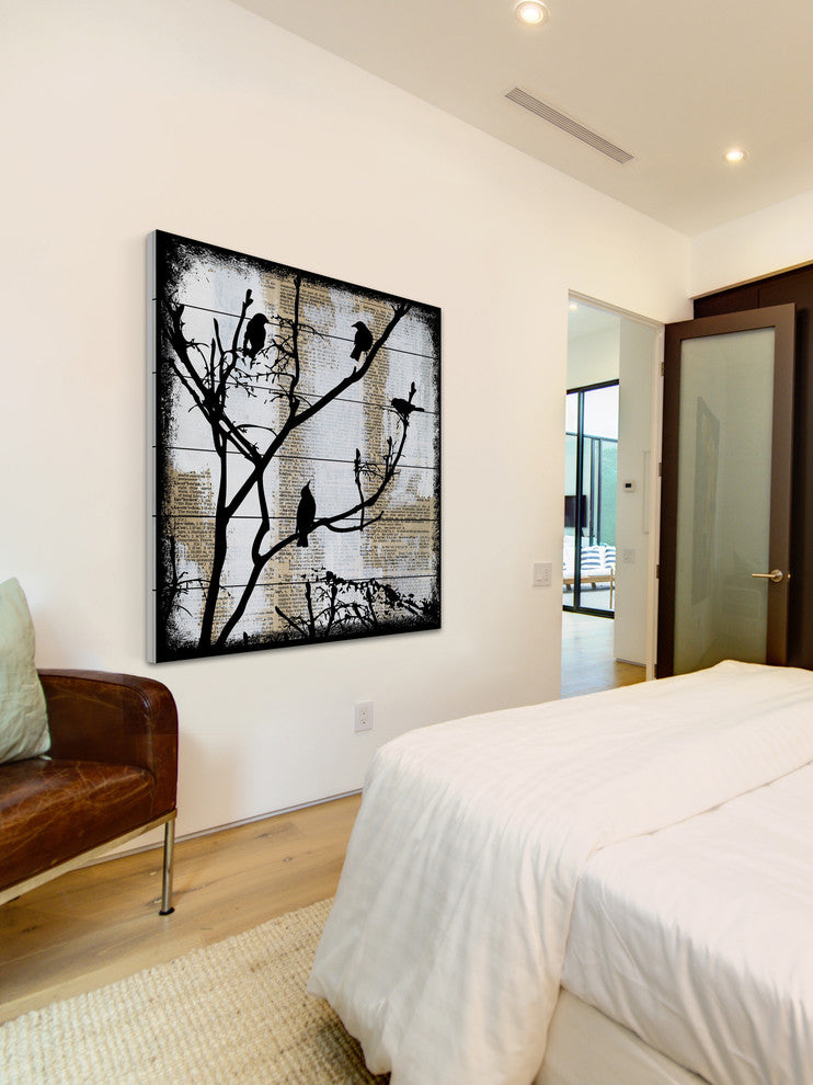 Marmont Hill, "Bird Committee" by Vicki Butler Painting Print, White Wood