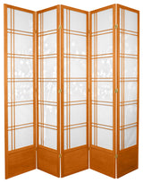 7' Tall Bamboo Tree Shoji Screen, Honey, 5 Panels