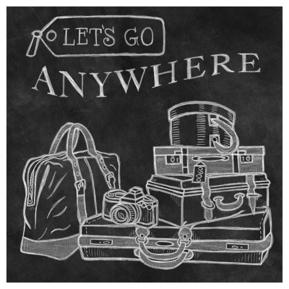 "Adventure Love Suitcase Chalk" Digital Paper Print by Mary Urban, 20"x20"