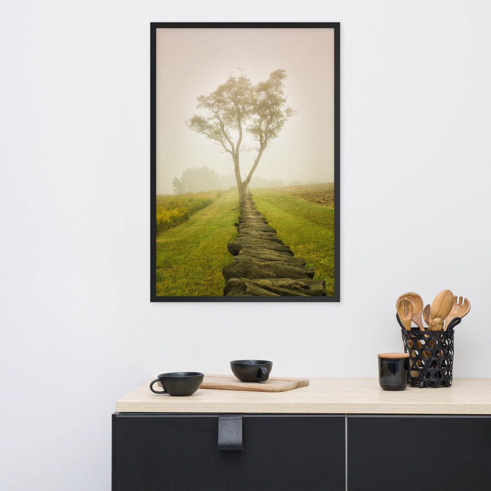 Calming Morning Rural Landscape Framed Photo Paper Wall Art Prints, Black, 24" X 36"