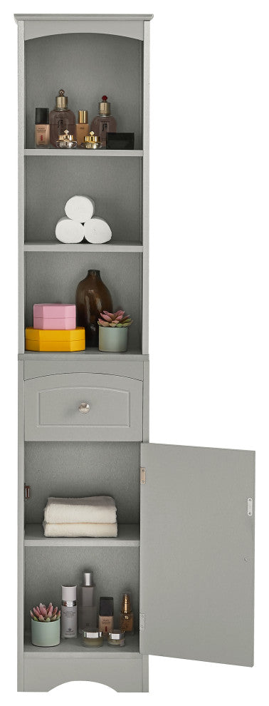 TATEUS Tall Bathroom Cabinet, Freestanding Storage Cabinet, Gray