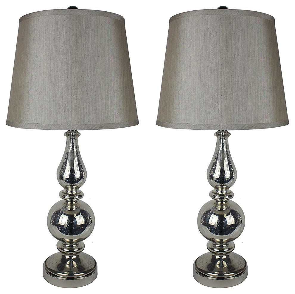 Set of 2 Andelain Table Lamps with Shades, Antique Copper With Black Shades