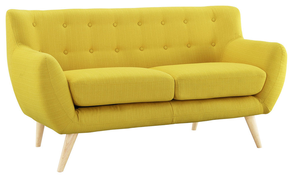 Modern Urban Contemporary Living Room 3-Piece Set, Yellow Fabric