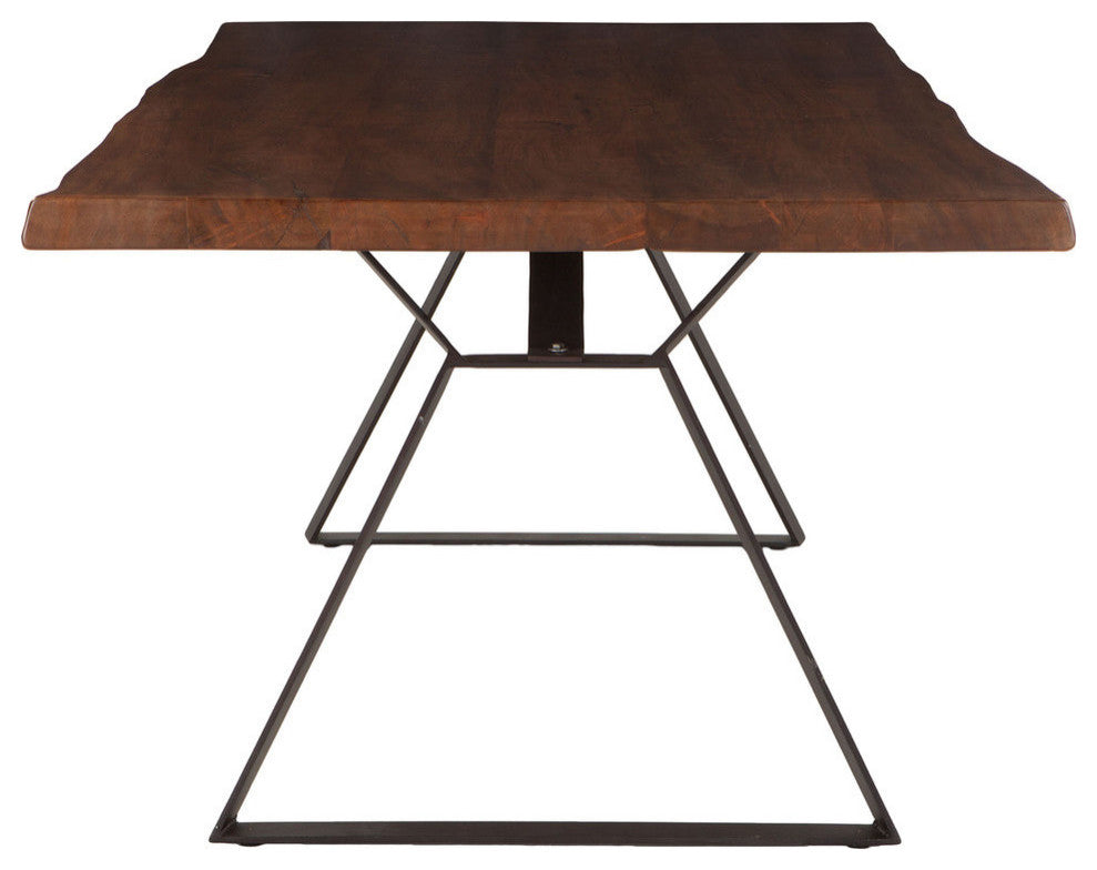 Nottingham 94-Inch Acacia Wood Live Edge Dining Table in Walnut Finish