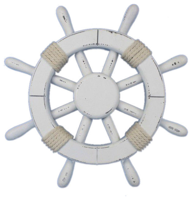 Rustic White Ship Wheel 12'', Beach Decor, Small Colorful Ship Wheel