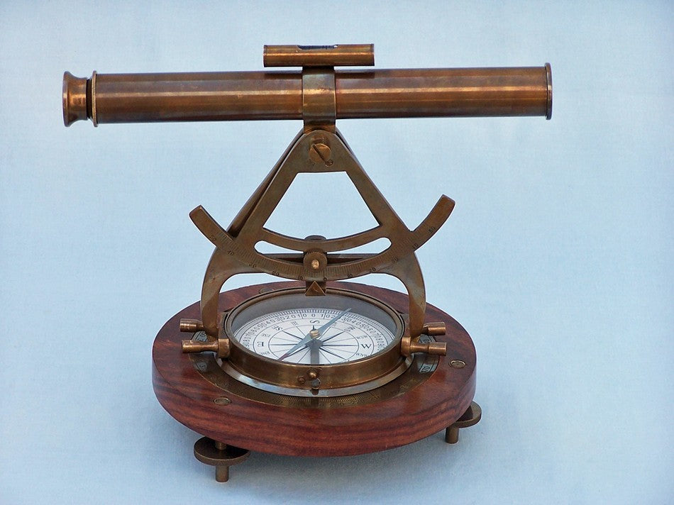 Alidade Compass, Antique Brass, 14''