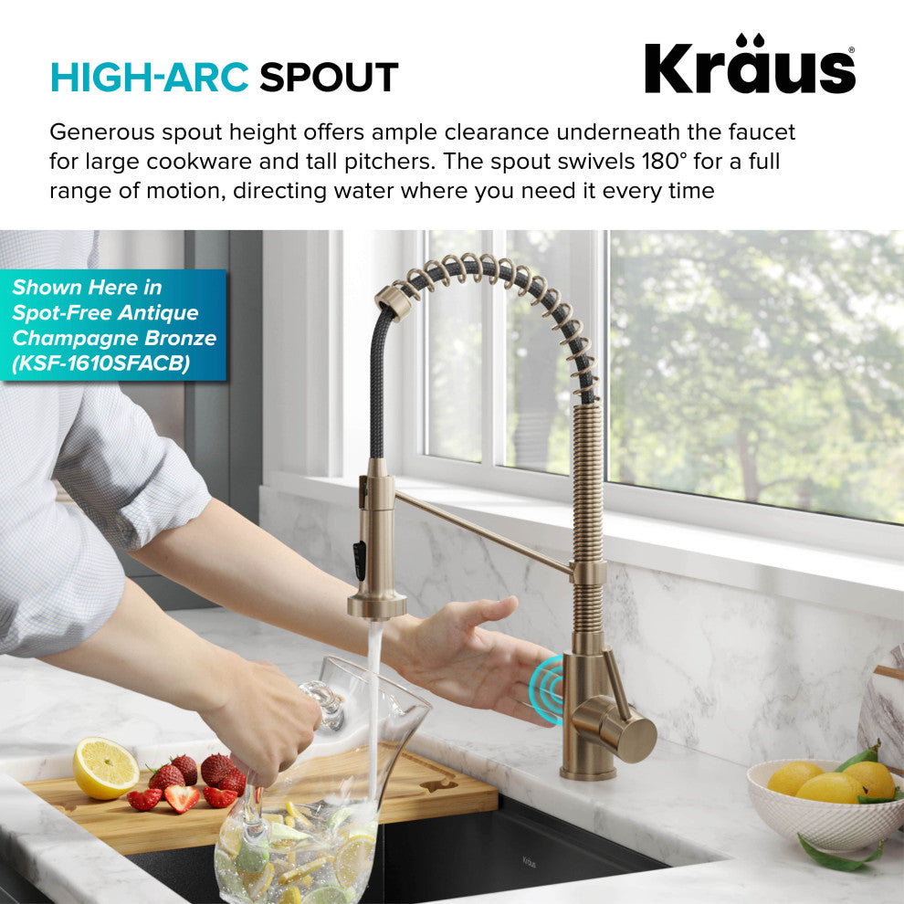 Bolden Commercial Style 2-Function Pull-Down 1-Handle 1-Hole Kitchen Faucet, Brushed Brass (Sensor Touchless)