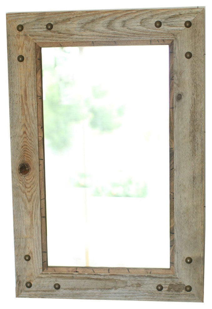 Park City Style Barnwood With Alder Inset And Nailhead Corner Tacks, 16"x20"