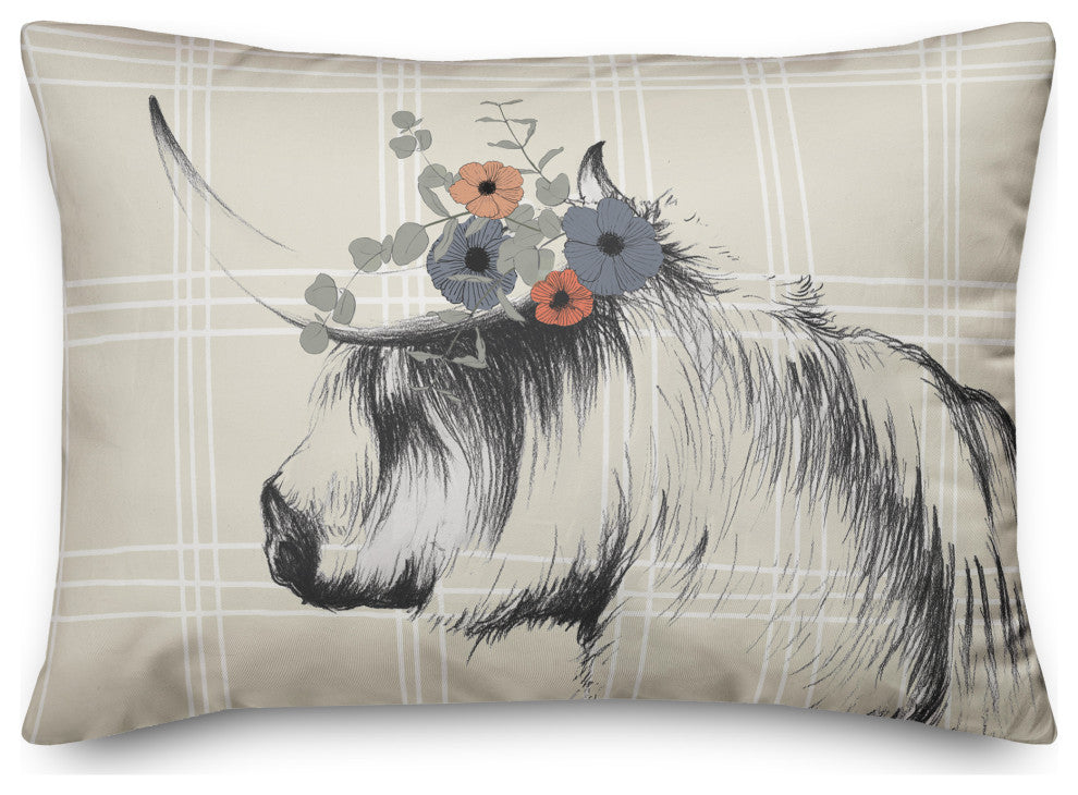 Charcoal Highland Floral Crown 14x20 Spun Poly Pillow