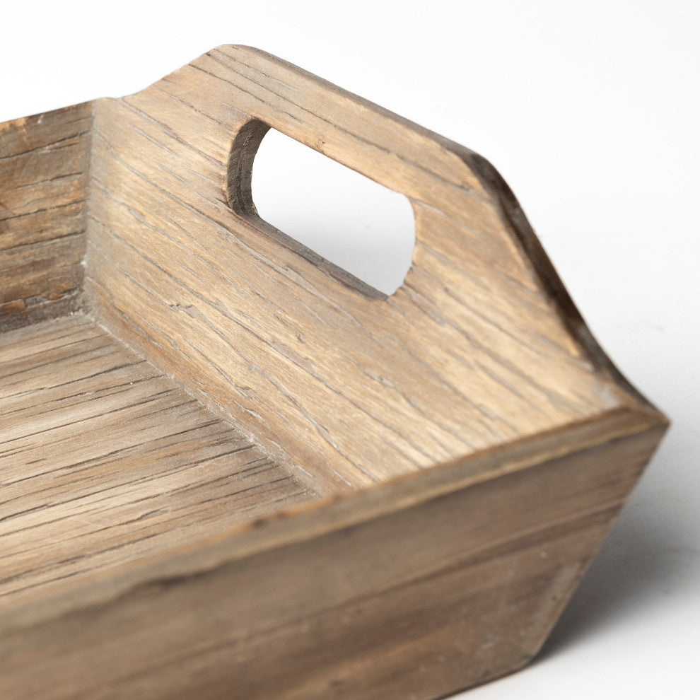 Tawny Brown Wood Trays, Set of 2
