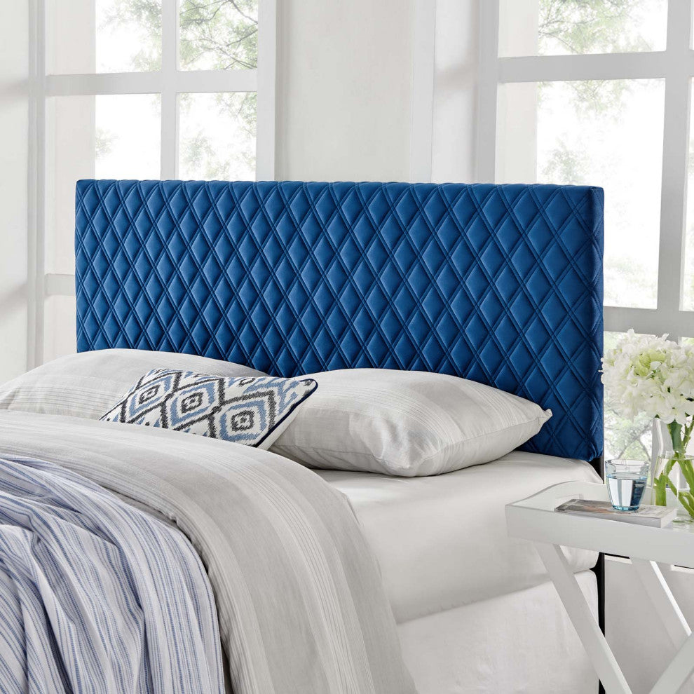 Headboard, King Size, Velvet, Blue Navy, Modern Contemporary, Bedroom Master