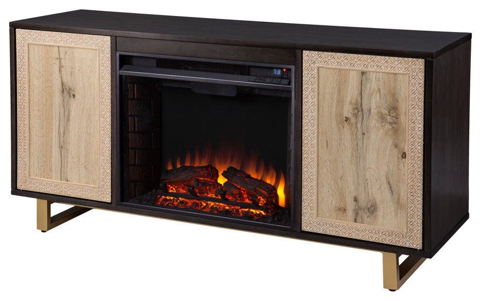 Bebington Electric Media Fireplace With Carved Details
