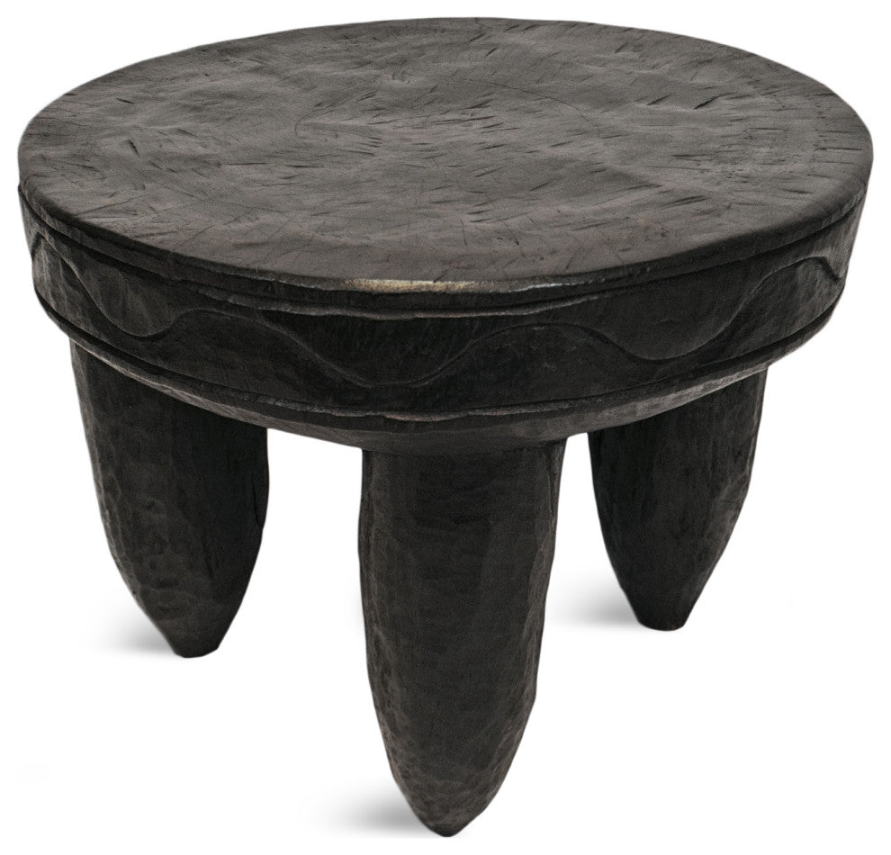Consigned Ebony Wood Stool Side Table 1