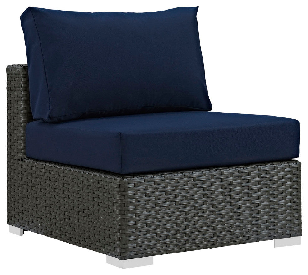 Canvas Navy Sojourn 7 Piece Outdoor Patio Sunbrella Sectional Set