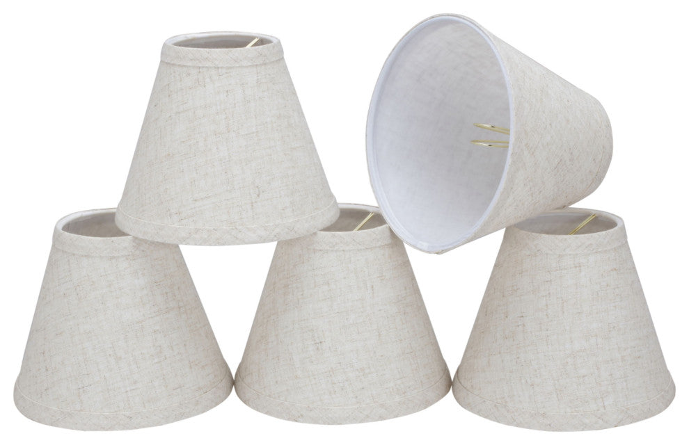 32106-5 Small Hardback Empire Chandelier Clip On Lamp Shade Flaxen 3"x6"x5"