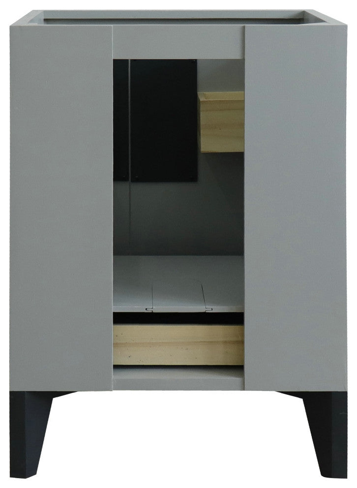 25" Single Sink Vanity, Light Gray Finish With Black Galaxy Granite