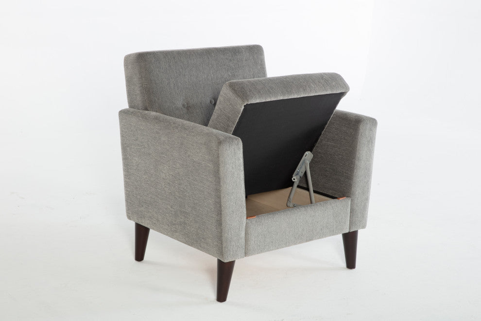 Theo Accent Chair+Ottoman, Theo Gray