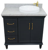37" Single Vanity, Dark Gray Finish With Gray Granite